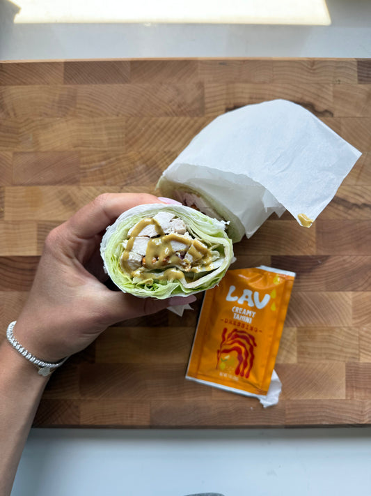 chicken tahini lettuce wrap