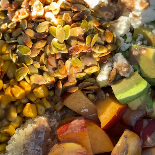 peach & avocado salad w/ charred corn