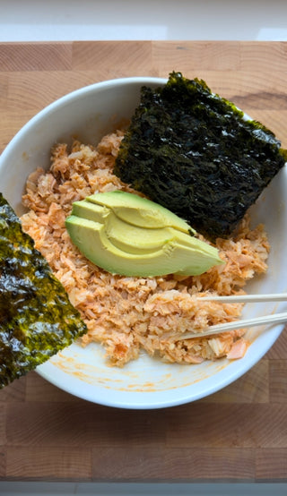 tahini salmon rice bowls