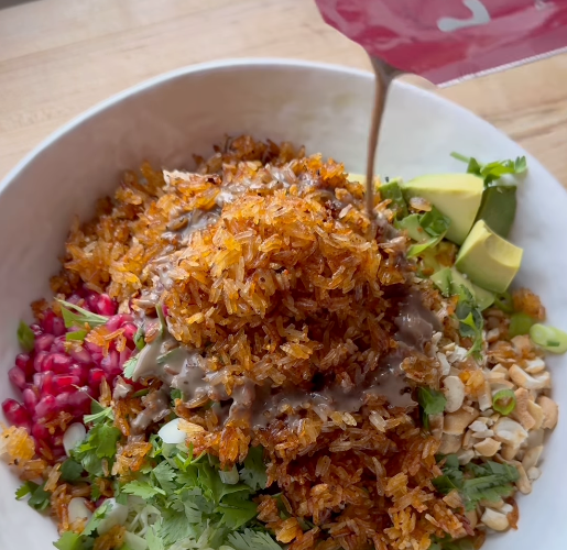 pomegranate crispy rice salad